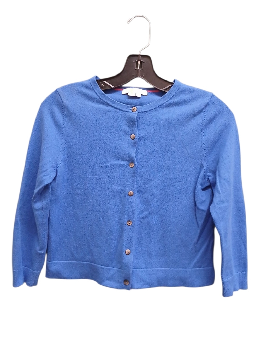 Boden Cropped Button-Front Crewneck Cardigan  Bright Blue Extra Small